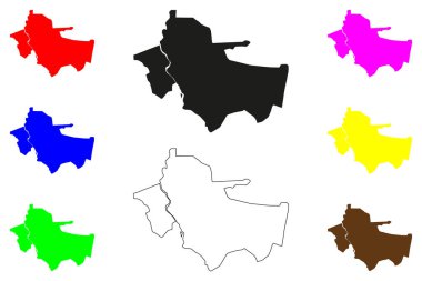 Akola şehri (Hindistan Cumhuriyeti, Maharashtra Eyaleti) harita vektör illüstrasyonu, çizim Akola haritası