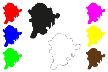 Baraut Şehri (Hindistan Cumhuriyeti, Uttar Pradesh Eyaleti) harita vektör çizimi, çizim Baraut haritası