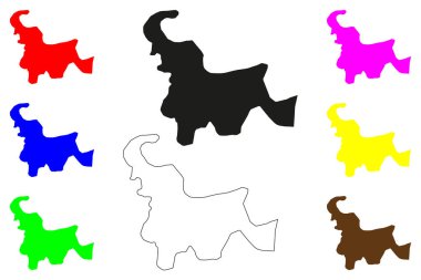 Basirhat şehri (Hindistan Cumhuriyeti, Batı Bengal Eyaleti) harita vektör illüstrasyonu, karalama çizimi Basirhat haritası