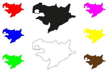 Ballari Şehri (Hindistan Cumhuriyeti, Karnataka Eyaleti) harita vektör illüstrasyonu, çizim Bellary haritası