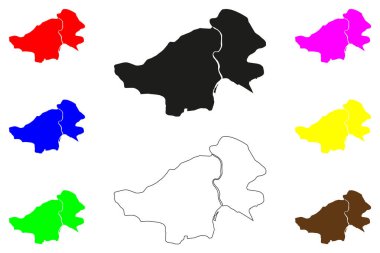 Arı Şehri (Hindistan Cumhuriyeti, Maharashtra Eyaleti) harita vektör illüstrasyonu, çizim teklif haritası