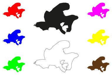 Bhilai Nagar şehri (Hindistan Cumhuriyeti, Chhattisgarh eyaleti) harita vektör illüstrasyonu, karala Bhilai haritası