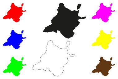 Bhilwara şehri (Hindistan Cumhuriyeti, Rajasthan Eyaleti) harita vektör çizimi, çizim Tekstil şehir haritası