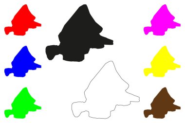 Bhuj şehri (Hindistan Cumhuriyeti, Gujarat Eyaleti) harita vektör illüstrasyonu, çizim Bhuj haritası