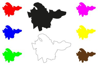 Bulandshahr şehri (Hindistan Cumhuriyeti, Uttar Pradesh eyaleti) harita vektör illüstrasyonu, Baran haritasını çiz