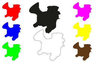 Burhanpur şehri (Hindistan Cumhuriyeti, Madhya Pradesh eyaleti) harita vektör çizimi, çizim Brampore haritası