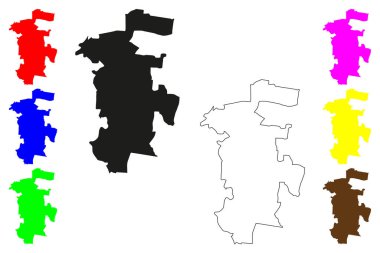 Darbhanga şehri (Hindistan Cumhuriyeti, Bihar Eyaleti) harita vektör illüstrasyonu, çizim Dorbhanga haritası