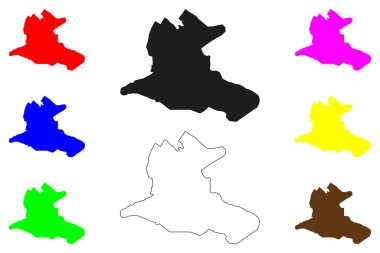 Deesa şehri (Hindistan Cumhuriyeti, Gujarat Eyaleti) harita vektör illüstrasyonu, çizim çizimi Disa haritası