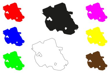 Davanagere şehri (Hindistan Cumhuriyeti, Karnataka Eyaleti) harita vektör çizimi, çizim Davanagere haritası