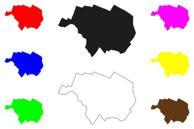 Deoli şehri (Hindistan Cumhuriyeti, Rajasthan Eyaleti) harita vektör illüstrasyonu, çizim Chhavni haritası