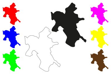 Dhamtari şehri (Hindistan Cumhuriyeti, Chhattisgarh Eyaleti) harita vektör çizimi, çizim Dhamtari haritası