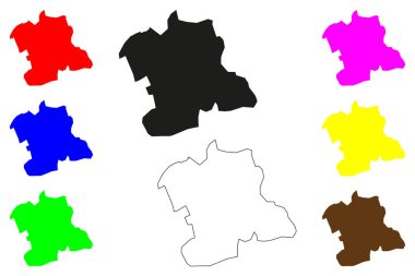 Churu şehri (Hindistan Cumhuriyeti, Rajasthan Eyaleti) harita vektör çizimi, çizim Churu haritası