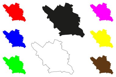 Firozabad şehri (Hindistan Cumhuriyeti, Uttar Pradesh Eyaleti) harita vektör çizimi, çizim Firozabad haritası