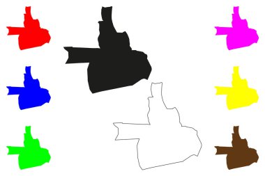 Gondia şehri (Hindistan Cumhuriyeti, Maharashtra Eyaleti) harita vektör illüstrasyonu, çizim Gondiya, Gundiya haritası