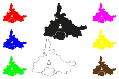Godhra şehri (Hindistan Cumhuriyeti, Gujarat Eyaleti) harita vektör çizimi, çizim Godhra haritası