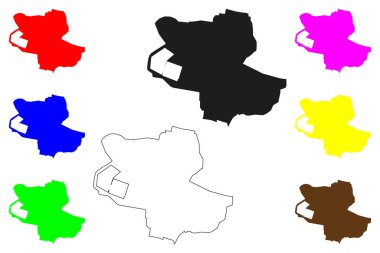 Guntakal şehri (Hindistan Cumhuriyeti, Andhra Pradesh eyaleti) harita vektör çizimi, çizim Guntakallu haritası