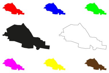 Hisar şehri (Hindistan Cumhuriyeti, Haryana Eyaleti) harita vektör illüstrasyonu, çizim Hissar haritası