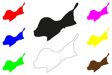 Hoshangabad şehri (Hindistan Cumhuriyeti, Madhya Pradesh eyaleti) harita vektör çizimi, çizim çizimi Narmadapuram haritası