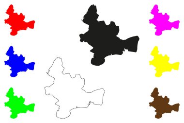 Hosur şehri (Hindistan Cumhuriyeti, Tamil Nadu Eyaleti) harita vektör çizimi, çizim Hosur haritası