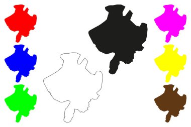 Jhansi şehri (Hindistan Cumhuriyeti, Uttar Pradesh Eyaleti) harita vektör çizimi, çizim Jhansi haritası