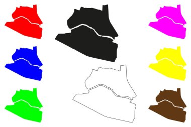 Jaunpur şehri (Hindistan Cumhuriyeti, Uttar Pradesh Eyaleti) harita vektör çizimi, çizim Jaunpur haritası