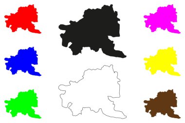 Jorhat şehri (Hindistan Cumhuriyeti, Assam Eyaleti) harita vektör illüstrasyonu, çizim Assam 'ın Kültür Başkenti haritası
