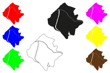 Khammam şehri (Hindistan Cumhuriyeti, Telangana Eyaleti) harita vektör illüstrasyonu, çizim Khammam Mettu veya Combamettu haritası