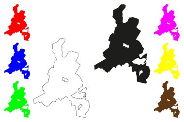 Kthe Garh şehri (Hindistan Cumhuriyeti, Rajasthan Eyaleti) harita vektör illüstrasyonu, çizim çizimi Kthe Garh haritası