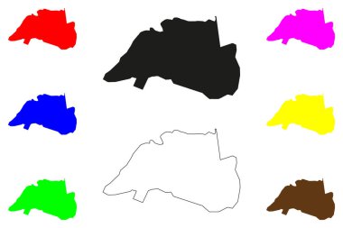 Lalitpur şehri (Hindistan Cumhuriyeti, Uttar Pradesh Eyaleti) harita vektör çizimi, çizim çizimi Lalitpur haritası