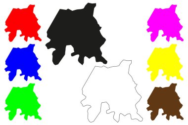 Malappuram şehri (Hindistan Cumhuriyeti, Kerala Eyaleti) harita vektör illüstrasyonu, çizim Malapuram haritası