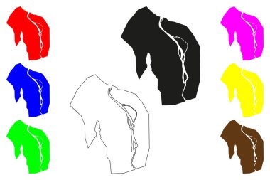 Mathura şehri (Hindistan Cumhuriyeti, Uttar Pradesh Eyaleti) harita vektör çizimi, çizim Mathura haritası