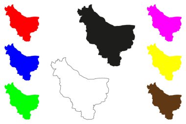 Maunath Bhanjan şehri (Hindistan Cumhuriyeti, Uttar Pradesh eyaleti) harita vektör illüstrasyonu, çizim Mau haritası