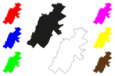 Modinagar şehri (Hindistan Cumhuriyeti, Uttar Pradesh Eyaleti) harita vektör illüstrasyonu, çizim çizimi Modinagar haritası
