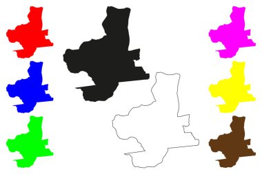 Özhukarai şehri (Hindistan Cumhuriyeti, Puducherry Eyaleti) harita vektör çizimi, çizim Uzhavarkarai veya Oulgaret haritası
