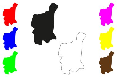 Pilibhit şehri (Hindistan Cumhuriyeti, Uttar Pradesh Eyaleti) harita vektör illüstrasyonu, çizim Pilibhit haritası