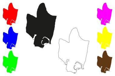 Pondicherry şehri (Hindistan Cumhuriyeti, Birlik bölgesi Puducherry) harita vektör çizimi, çizim Puducherry, Pondichry haritası,