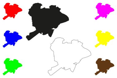 Salem şehri (Hindistan Cumhuriyeti, Tamil Nadu eyaleti) harita vektör illüstrasyonu, çizim Salem haritası