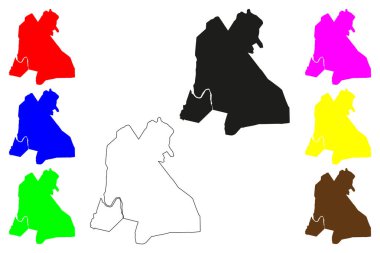 Shahjahanpur şehri (Hindistan Cumhuriyeti, Uttar Pradesh eyaleti) harita vektör illüstrasyonu, Shahjahanpur haritası çizimi