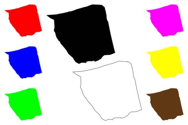 Sikar şehri (Hindistan Cumhuriyeti, Rajasthan Eyaleti) harita vektör illüstrasyonu, Shekhawati Pradesh eşkali çiz