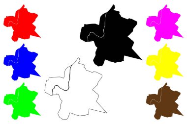 Siwan şehri (Hindistan Cumhuriyeti, Bihar Devleti) harita vektör illüstrasyonu, çizim Siwan haritası