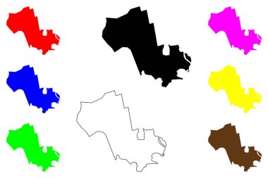 Sonipat Şehri (Hindistan Cumhuriyeti, Haryana Eyaleti) harita vektör illüstrasyonu, karalama Svarnaprastha haritası