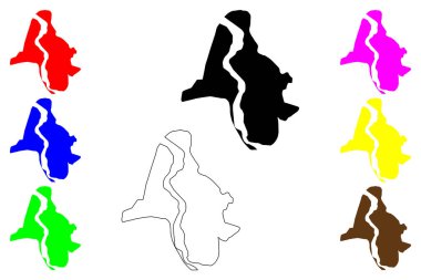 Srikakulam şehri (Hindistan Cumhuriyeti, Andhra Pradesh eyaleti) harita vektör çizimi, çizim Srikakulam haritası
