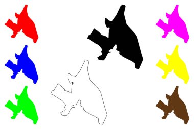 Suryapet şehri (Hindistan Cumhuriyeti, Telangana Eyaleti) harita vektör illüstrasyonu, karalama eşkali Suryapeta haritası