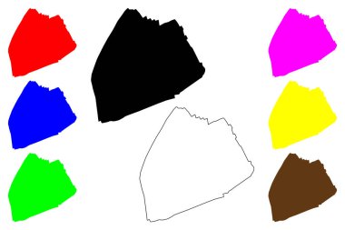 Sujangarh şehri (Hindistan Cumhuriyeti, Rajasthan Eyaleti) harita vektör illüstrasyonu, çizim Sujangarh haritası