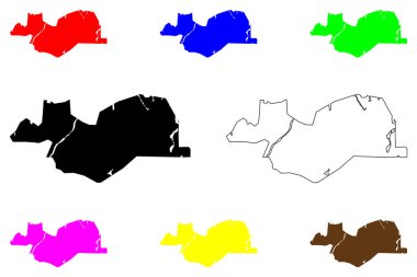 Tirunelveli şehri (Hindistan Cumhuriyeti, Tamil Nadu eyaleti) harita vektör çizimi, çizim çizimi Tinnevelly veya Nellai haritası