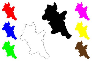 Ujjain şehri (Hindistan Cumhuriyeti, Madhya Pradesh eyaleti) harita vektör illüstrasyonu, çizim Ujayini veya Avantika haritası