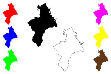 Cirebon Şehri (Endonezya Cumhuriyeti, Bölge Java) harita vektör çizimi, çizim Cheribon veya Chirebon haritası