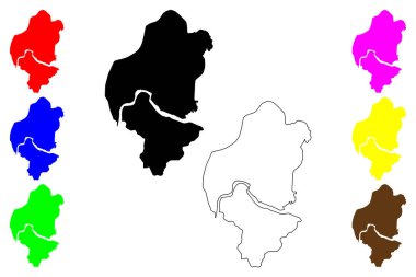 Samarinda şehri (Endonezya Cumhuriyeti, Kalimantan bölgesi) harita vektör çizimi, çizim çizimi Samarinda haritası