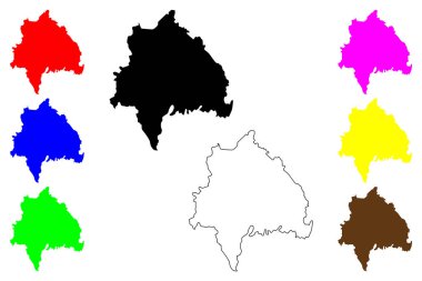 Amol şehri (İran İslam Cumhuriyeti, İran, İran, IRI, Mazandaran eyaleti) harita vektör çizimi, karalama çizimi Amerdad, Ameld, Amui, Hamo, Ameleh haritası