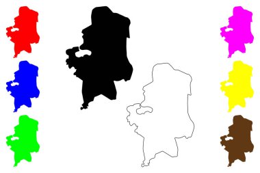 Babol şehri (İran İslam Cumhuriyeti, İran, IRI, Mazandaran eyaleti) harita vektör ilülasyonu, çizim şehri Orange Blossoms veya Global City of Wetlands haritası